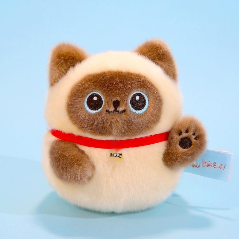 Kawaii Lucky Cat Plush Toy - Cute Cartoon Doll Office Ornament