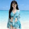 Women's Swimwear Bikini Two-piece Long-sleeved Cover-up Sun Protection Pure and Alluring Beach and Hot Spring Sexy Swimwear