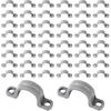 50Pcs 1/2 Inch PVC Pipe Straps, 2 Holes Plastic Conduit Strap Pipe Clamps Supports, Conduit Clamp Pipe Mounting Bracket Clips for PVC Pipes Conduit