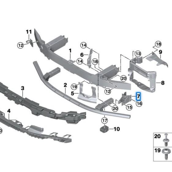 Front Bumper Bracket for BMW 7 Series G70 (Part Numbers: 51119463973, 51119463974)