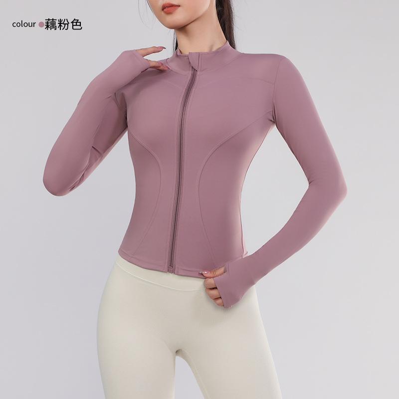 Outdoor Zipper Stand-Up Collar Yoga Sunscreen Jacket Casual Fitness Slim Long-Sleeved Top Running Sports Yoga Clothing Women