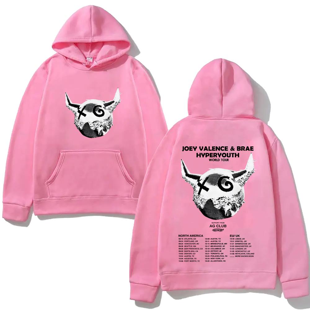 Joey Valence 2025TOUR Mode Kapuzenpullover mit Tasche Grunge Bequeme Sweatshirts Langarm Gothic Kleidung Moletom Punk Weicher Kapuzenpulli