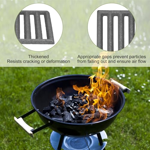 PATIKIL Cast Iron Fire Grate, 10-inch Rectangular, Replacement BBQ Grill Grate, High-Heat Resistant Charcoal Plate, 6-Slot Grill Accessory for BBQs