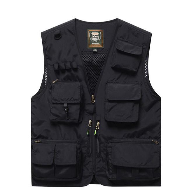 Men's Multi-Pocket Outdoor Fishing Photography Vest, V-Neck Sleeveless Plus Size Workwear 7898 Thin Design