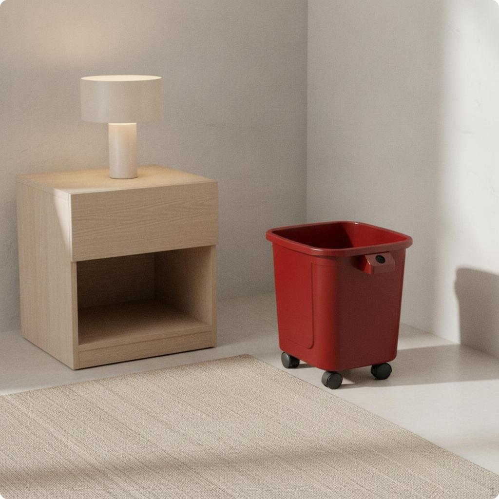 Wheeled Trash Can with Attached Lid Lidded Bin Mobile Garbage for