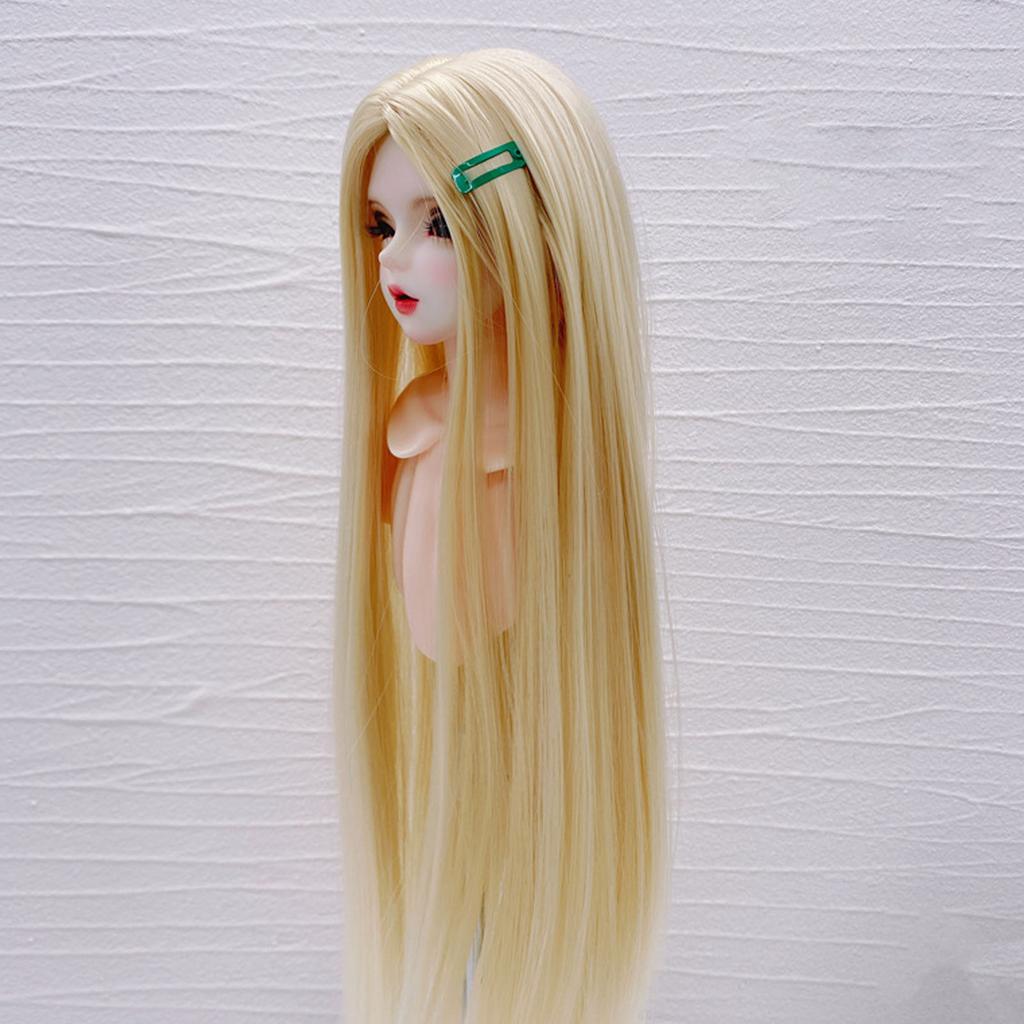 Doll Wig Professional DIY Hand Crafted Soft Heat Resistance Middle Part Long Straight Doll Wig for D