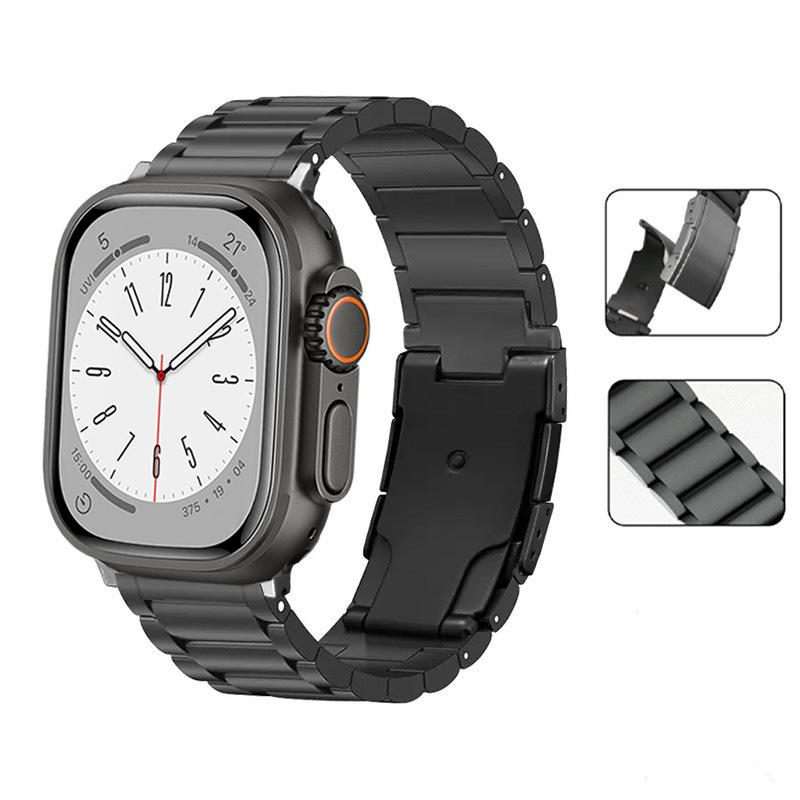 Titanium Metal Strap For Apple Watch Bands 44mm 49mm 45mm 40mm 41mm 42mm 38mm Link Bracelet iWatch Series 9 6 5 4 7 8 SE Ultra 2