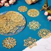 Cheriswelry 48pcs Flower Filigree Joiners Links Flower Golden Metal Dangle Charms Rack Plating Iron Etched Metal Embellishments 48~65mm for DIY Craft