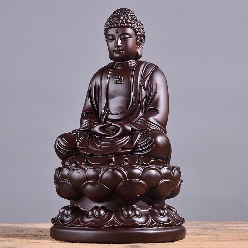 Sandalwood Wood Carving Sakyamuni Buddha Ornament Office Home Furnishing Home Desktop Decorative Ornaments Solid Wood Statue
