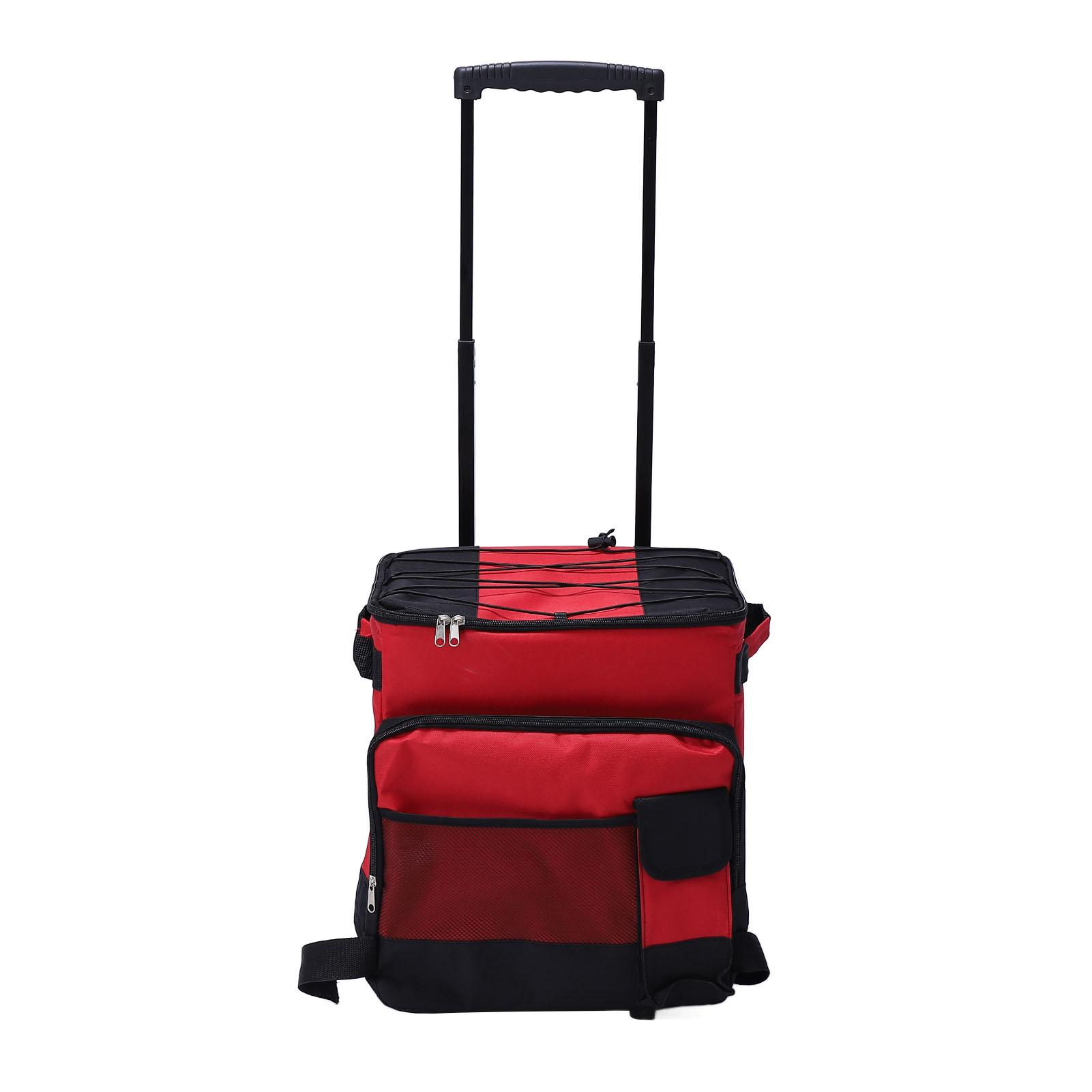 

Rolling Cooler 43L Large Capacity Waterproof Foldable Rolling Insulated Box for Camping Picnic Red