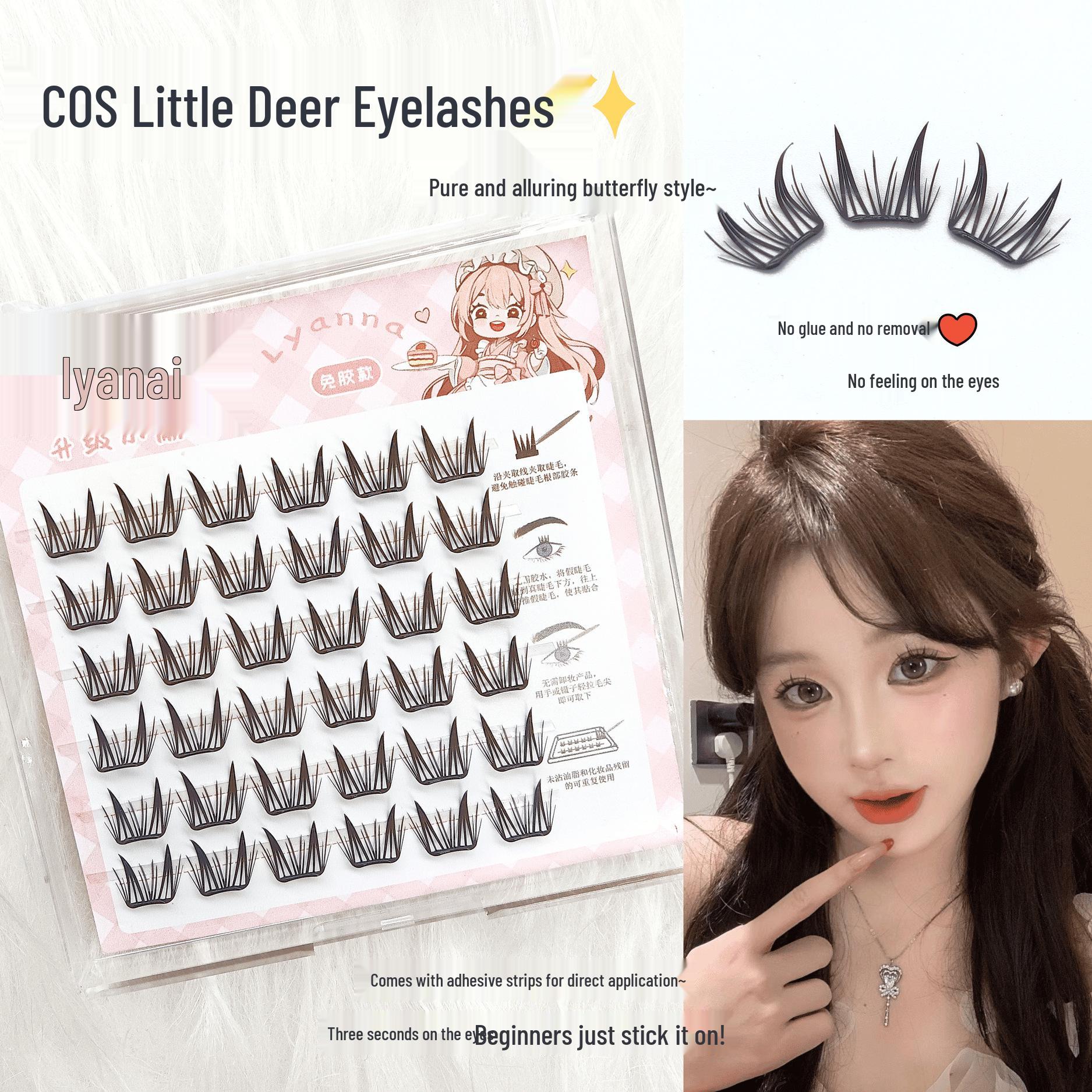 

Iyan Na Wind-Resistant Self-Adhesive Segmented Deer Eyelashes for Beginners