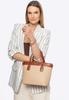 Bolso de Mano para Mujer Wittchen Hecho de Cuero Ecológico y Trenzado, Beige y Marrón, Cuero Ecológico Beige y Marrón