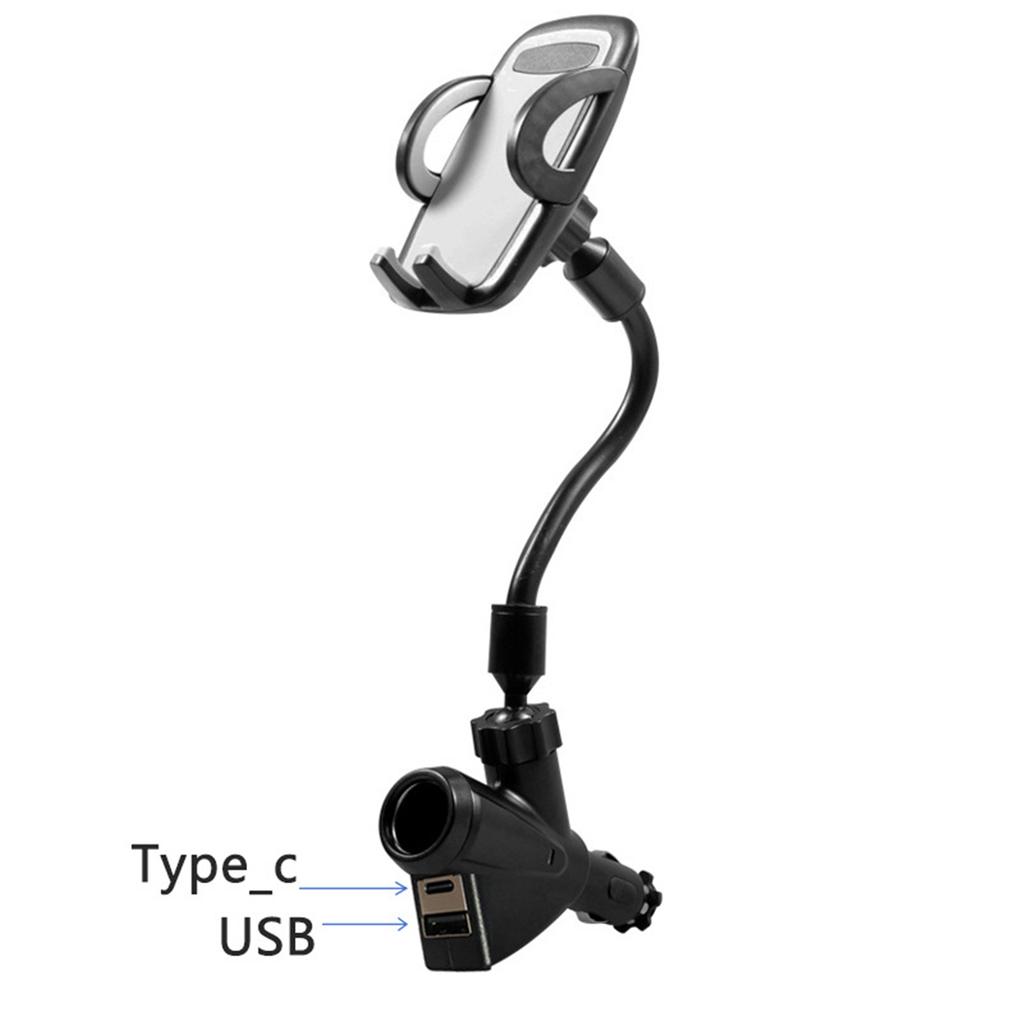 Car Phone Mount with Dual USB 3A Ports Adjustable Angle and 360-Degree Rotation; Compatible with 3.5–6-Inch Screens