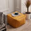 Square Ottoman Footstool Cover Faux Suede Leather Lazy Sofa Pouf Envelope Long Bench Floor Seat Stool Cover(No Fill)