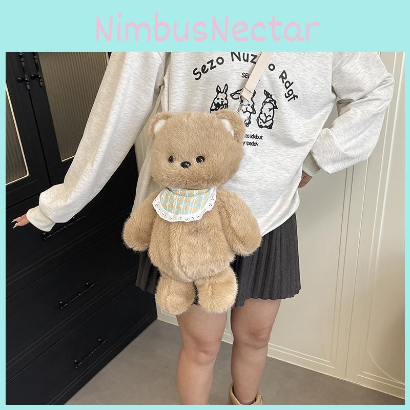 Katt Plysjbams Tegneserie Mini Ryggsekk Med Glidelås Og Åpen Oppbevaring Casual Utflukter