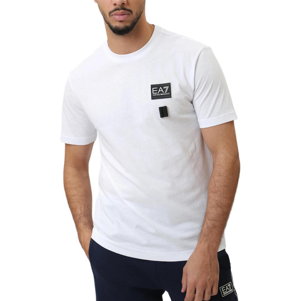 Emporio Armani EA7 FW23 Letter Logo Print Crew Neck Short Sleeve T-Shirt Men Tops White 6RPT13-PJ02Z-1100