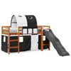 VidaXL Lit mezzanine enfants et tunnel blanc/noir 80x200cm pin massif, lit mezzanine, lit mezzanine avec échelle, cadre de 3309098