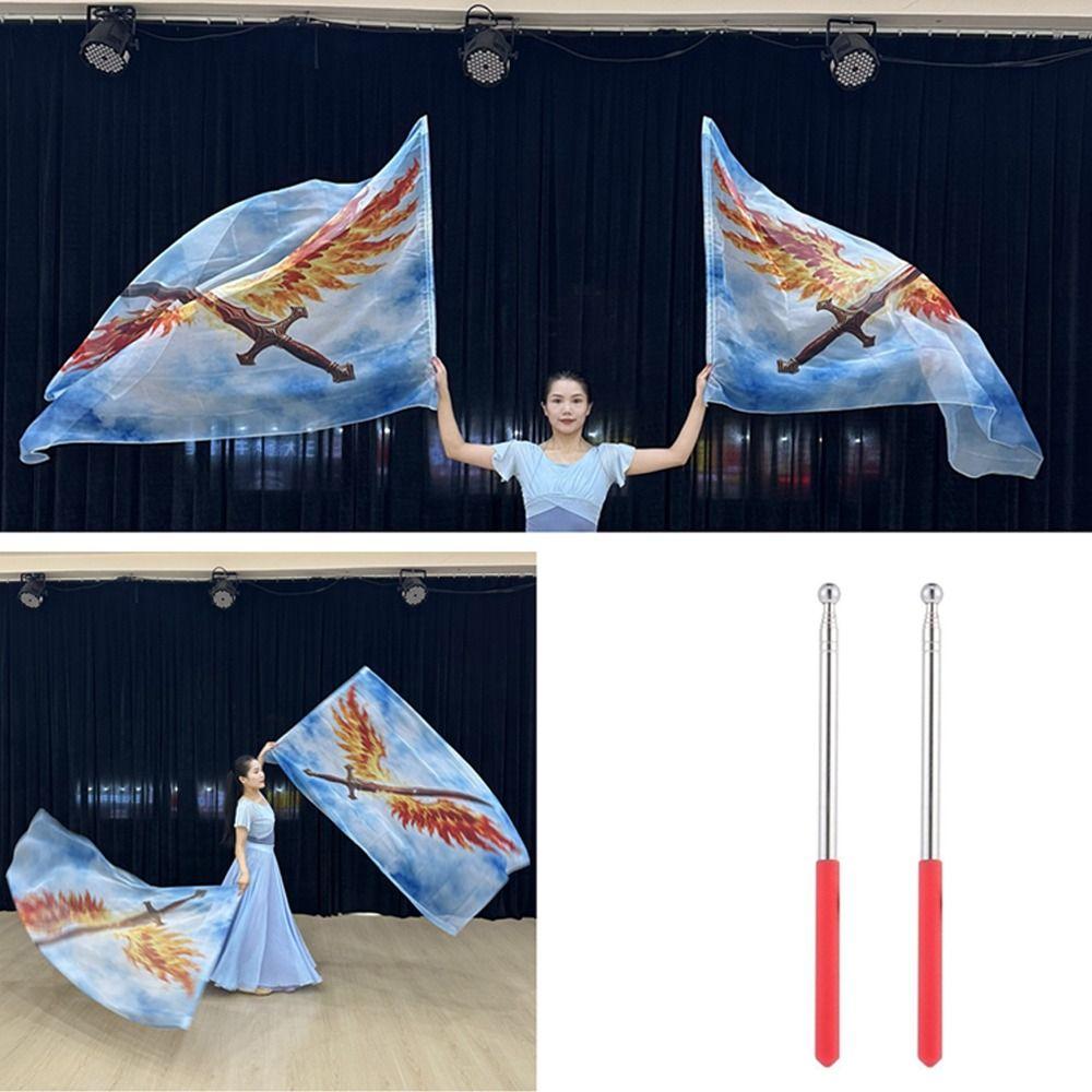 Multicolor Belly Dance Accessories Props Scalable Rods Colorful Scarves Flag Dance Performance