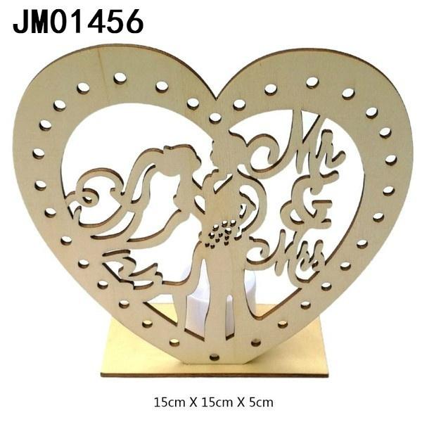 1pc Cute Wooden Heart Sharped LED Candle Lamp Table Ornament Wedding Party Festival Decor