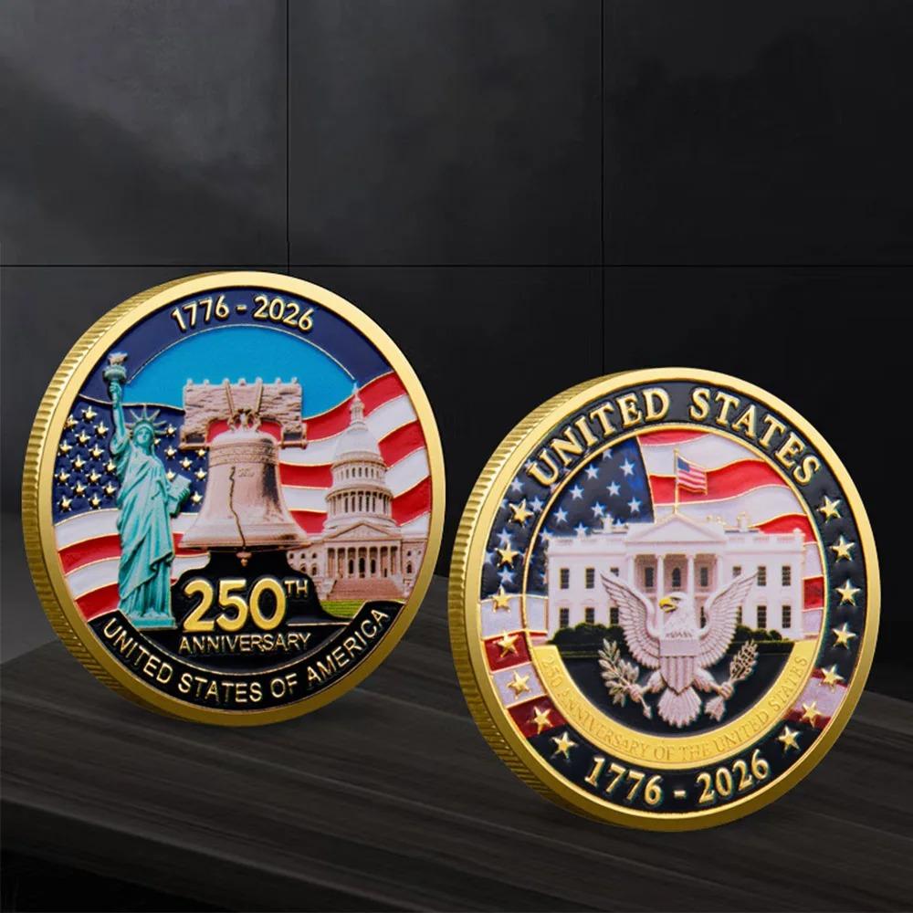 2 STÜCK Gedenkmünze zum 250. Jahrestag der Vereinigten Staaten Doppelseitig geprägte, plattierte Münzen Ideales Geschenk für Militärbegeisterte