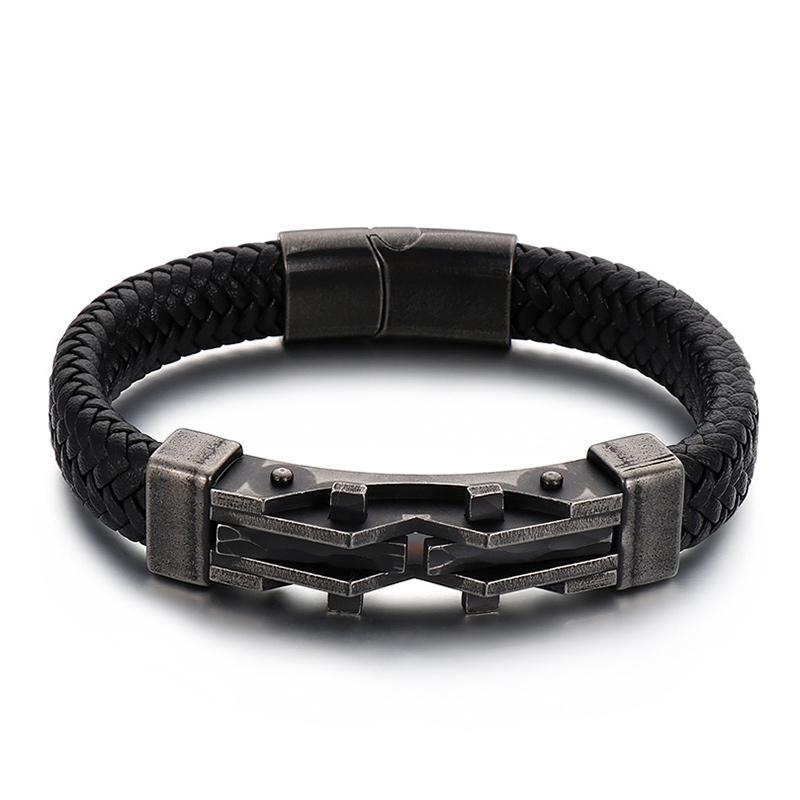 Trendy Leather Bracelets Men Stainless Steel Braided Rope Bracelets For Male Bracelets Jewelry Pulsera Hombre