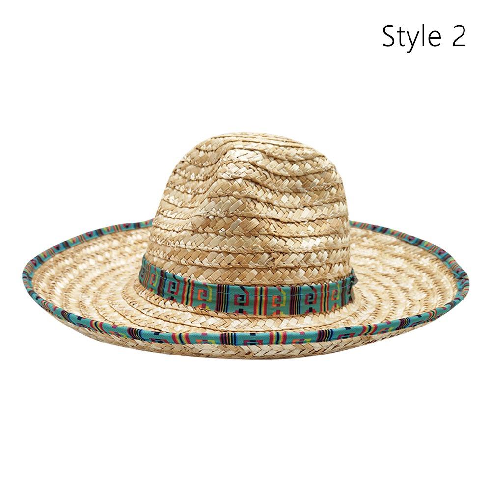 

Мексиканская шляпа сомбреро Аутентичный мексиканский костюм Солнцезащитные кепки Ретро джазовая шляпа для женщин и мужчин Style 2