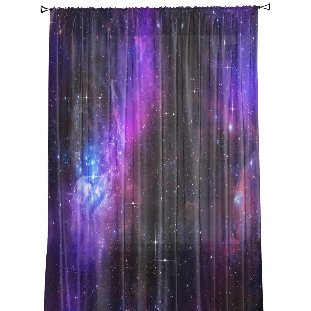 Starry Sky Universe Starlight Sheer Curtains Living Room Window Tulle Curtains For Bedroom Kitchen Home Decoration Voile Drapes