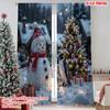 2pcs 2D Flat Printing Christmas Party Curtain Festive Snow Christmas Polyester Without Electricity Family Party for Bedroom