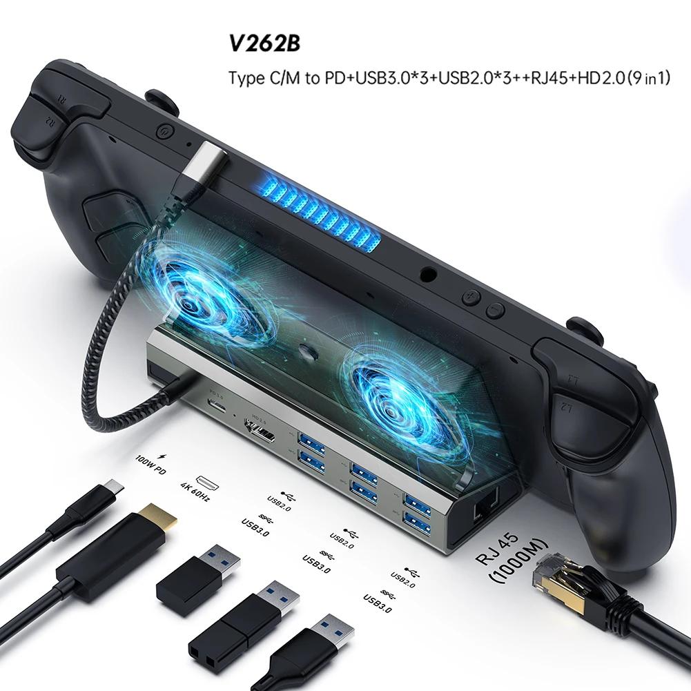 

Dock Console Hub for Asus ROG Ally 4K 60Hz Dock Stand USB C Docking Gigabit Ethernet 1000Mbps for Steam Deck Docking Station