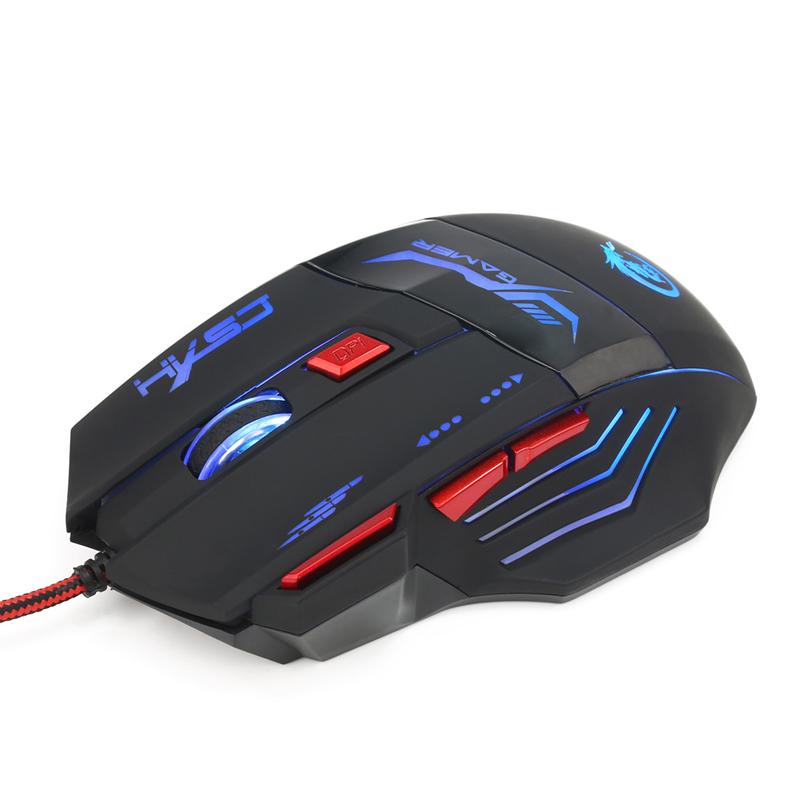 5500DPI Gaming Mouse Mice For Pc PRO Gamers 7 Button LED Optical USB Wired H100