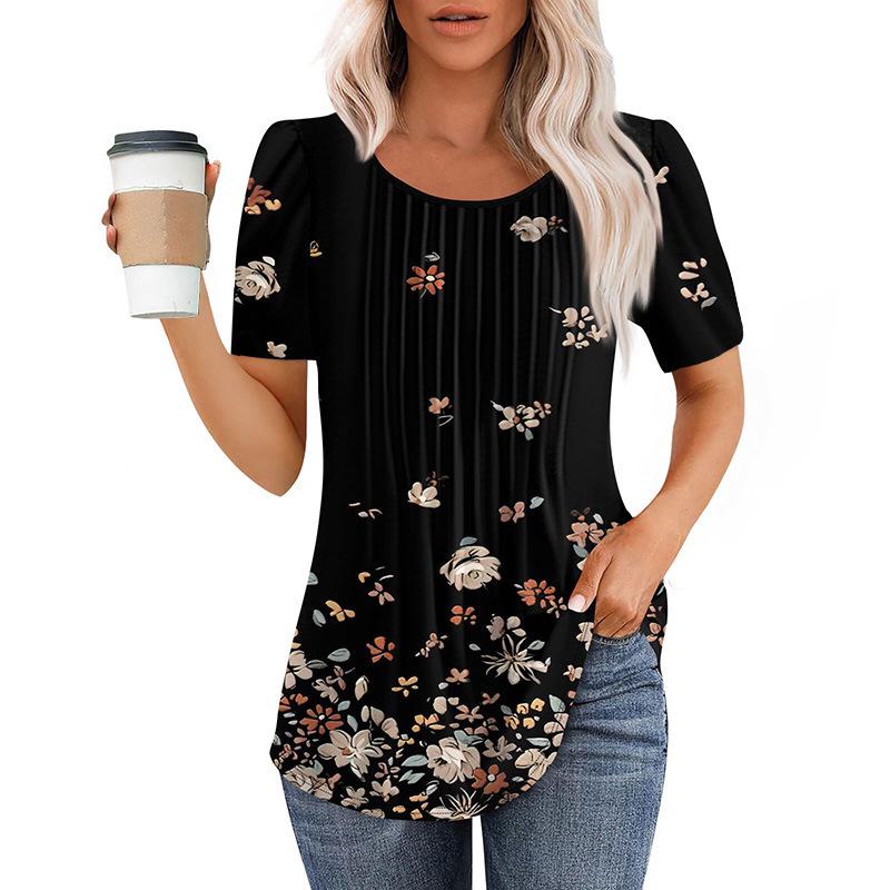

Летние цветочные 3D-принты футболки женские футболки с коротким рукавом и круглым вырезом уличная одежда большие туники Y2K топы футболки женская одежда XXL