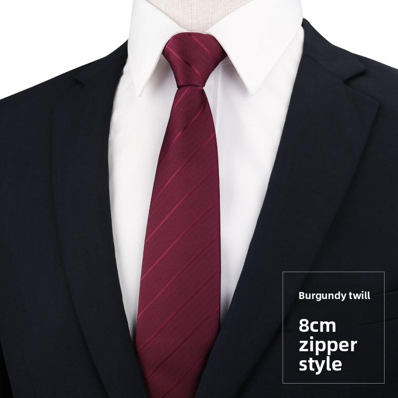Men Kids Striped Pattern Tie With Zipper Closure For Formal Ceremonies