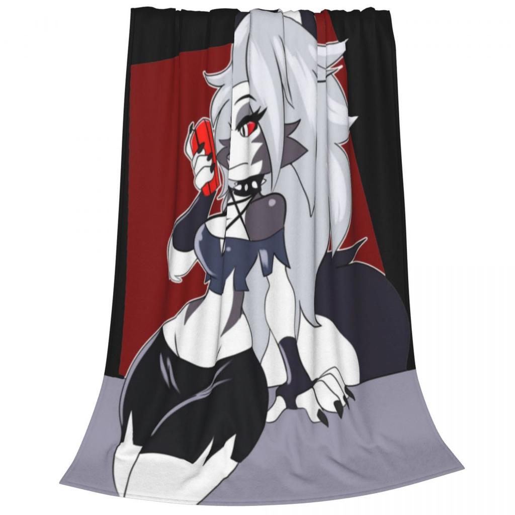 Shy Loona Flannel Throw Blankets Helluva Anime Blanket for Home Bedroom Soft Bedspread