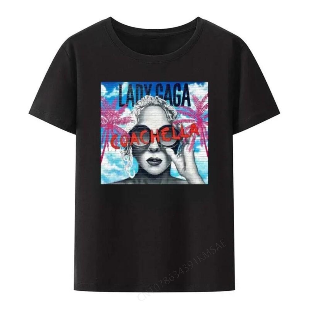 European and American Men's Women's Loose Casual Lady GaGa Street Lovers Short-sleeved Round-Ne