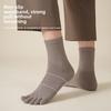 Fall/Winter Men's Five-Fingered Socks with High Elasticity, Pure Color Mid-Calf Tights, Sport-Style Sweat Absorbing and Anti-Turning-Up Long Socks