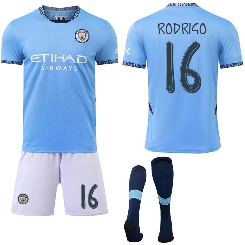 2425 Manchester City's Home Jersey Football Uniform Champions League Font No. 9 Harland 17 De Braunet New