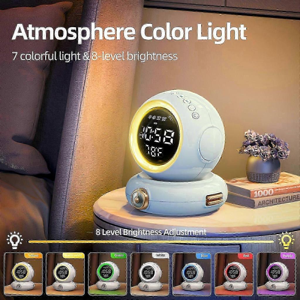 2026 New 1pc Smart Wake Up Light Alarm Clock with Sunrise Simulation, Dual Alarms, FM Radio, Wireless Speaker, 8-Level Dimmable Sunrise/Light, Soothin