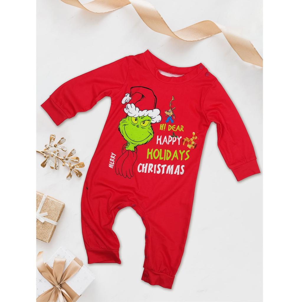 Set de topuri+pantaloni cu mâneci lungi cu imprimeuri de Crăciun Seturi de potrivire pentru familie