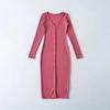 Elegant V-Neck Long Sleeve Dress - Sexy Hip-Hugging Mid-Length Skirt for Women, Perfect for Spring and Autumn.