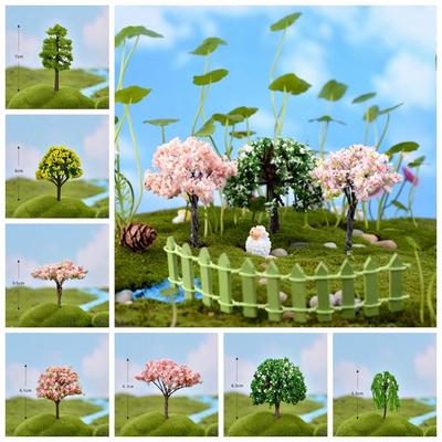 Micro Figurines Plastique Sakura Miniatures Modèle Arbres Simulation Vive Paysage Cour Style Rural
