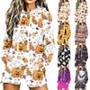 Women's Halloween Printed Long Sleeve Hoodie Casual Fashion Pullover Top