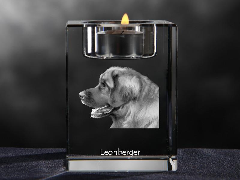 Leonberger – Candle holder with dog photo, crystal tealight holder | Art-Dog