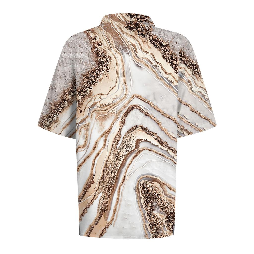 Cămașă cu mânecă scurtă cu imprimeu la modă pentru femei Casual Topuri cu nasturi