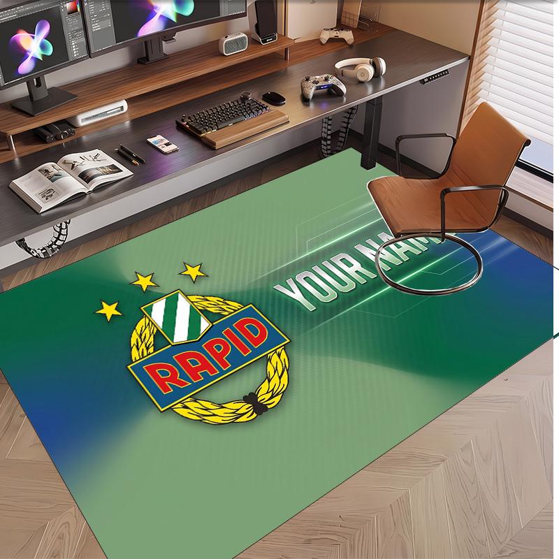 Personalized Crystal Velvet Carpet Rapid Wien FC Pattern Non Slip Floor Rug
