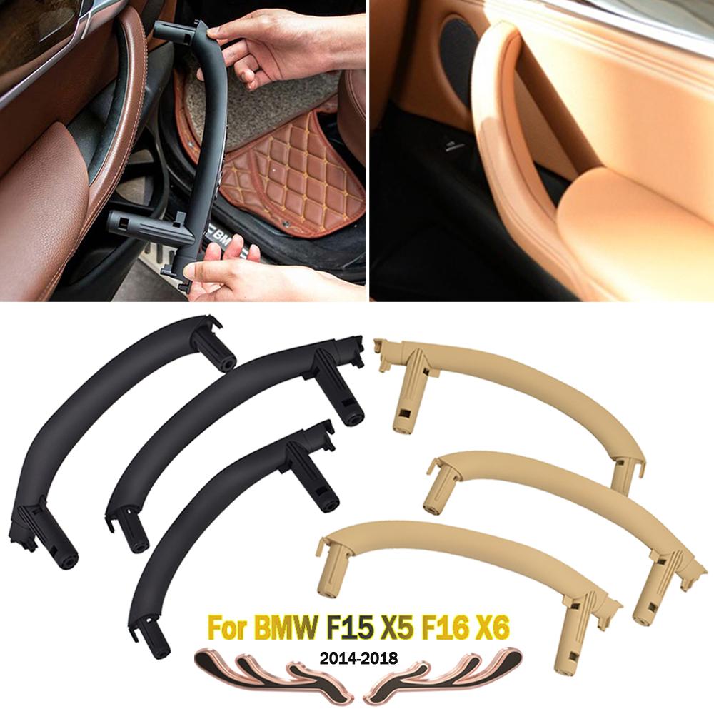 For BMW X5 X6 F15 F16 2014 2015 2016 2017 2018 Left Right 3Pcs/set Car Inner Doors Handle Pull Trim Cover Black