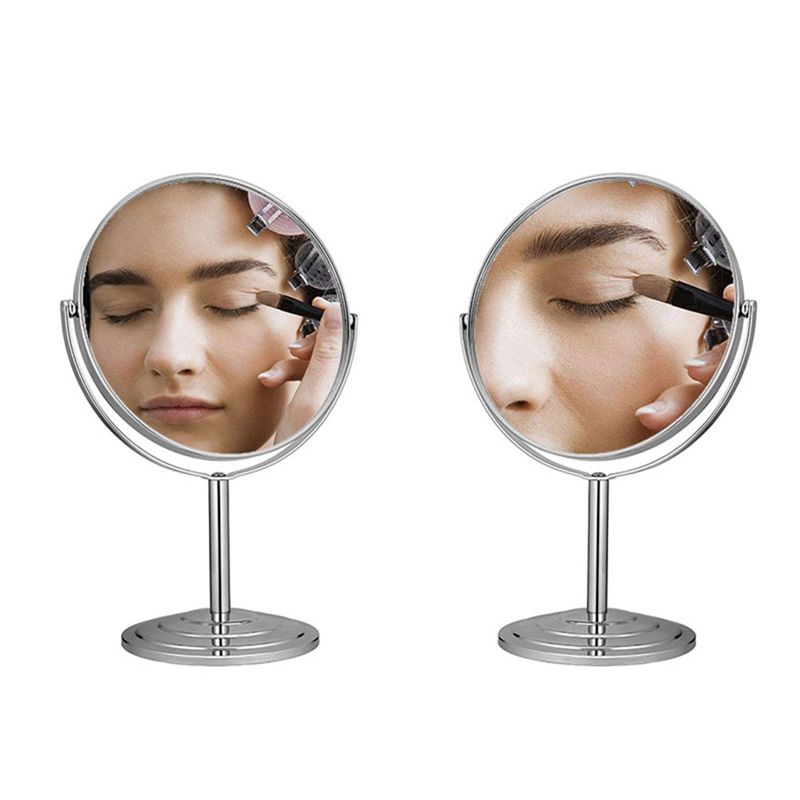 A44Z-Tabletop Mount Vanity Round Mirror Desktop Makeup Mirror Double Rotating Dressing Mirror Desktop Dressing Mirror