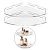 2 Pieces Bathroom Corner Shelves Adhesive Mounted Acrylic Shower Storage with Large Capacity Design