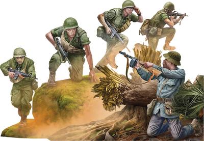 Master Box Vietnam Series Gunfight 4 Amerikanischer 1 Nordvietnamesischer Soldat Plastikmodellbausatz MB35241 1/35 Soldaten,