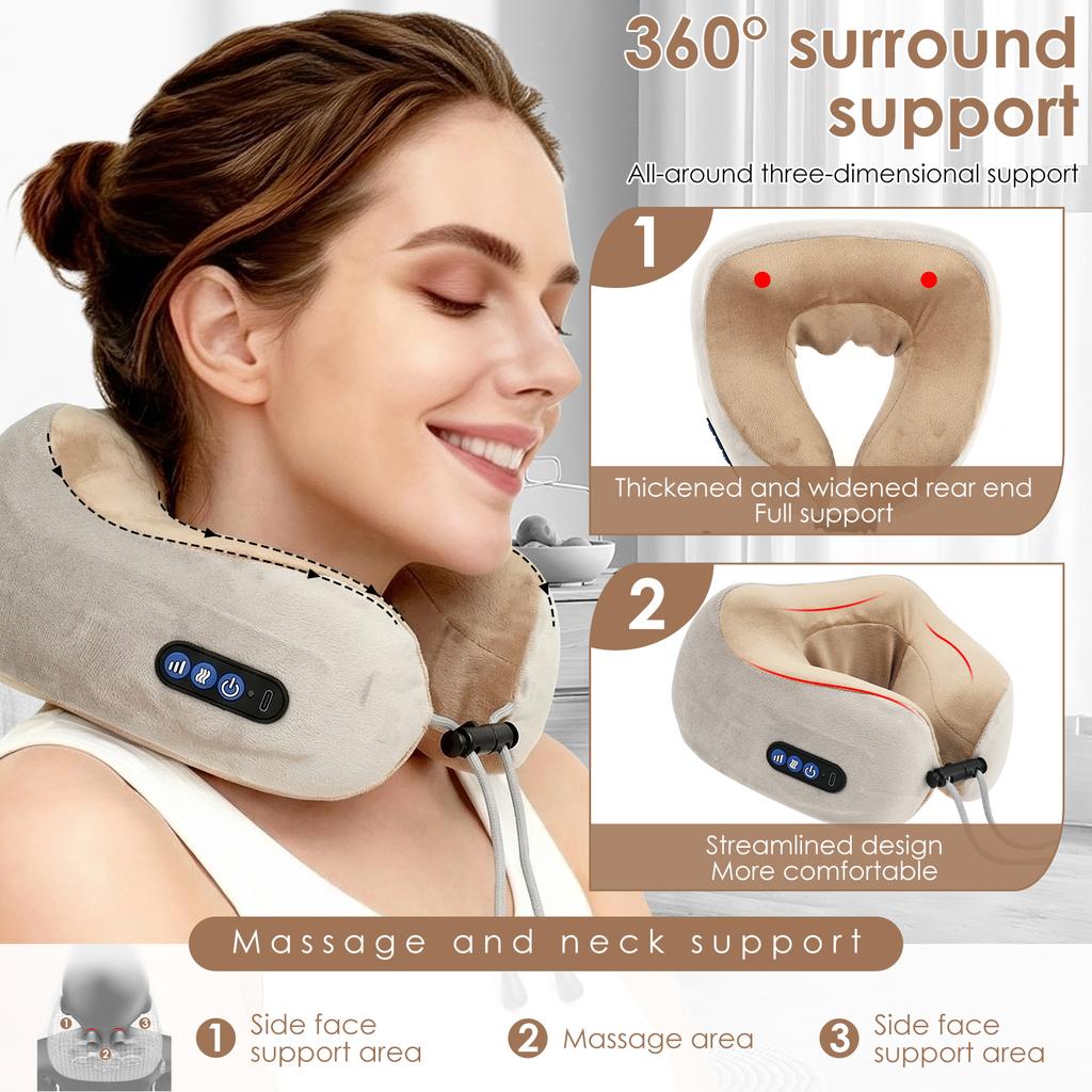 Electric Neck Massager Pillow 3D Kneading 3 Modes Neck Cervical Waist Leg Body Muscles Massage Travel Sleeping Pillows Support