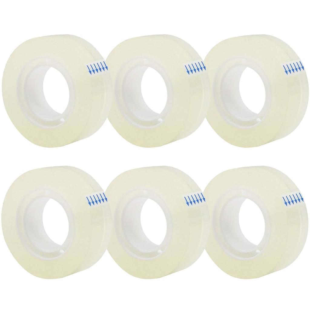 OWLKELA 6 Rolls Transparent Tape Refills, Clear Tape, All-Purpose Transparent Glossy Tape for Office, Home, School